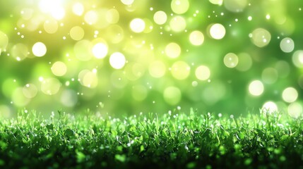 Obraz premium Fresh grass with bokeh lights in the background. Nature scene. Possible use stock photo