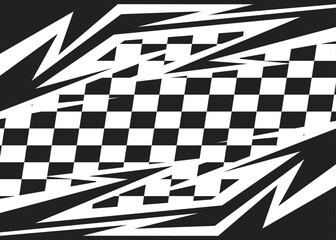 Abstract background with geometric spike line and checkered flag pattern and with some copy space area
