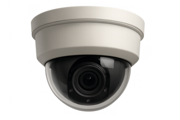 Dome security camera providing surveillance, protection, and monitoring using modern cctv technology, with transparent background