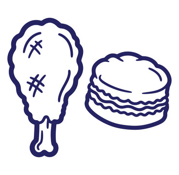 Simple vector illustration of fried chicken and biscuit for food and restaurant designs