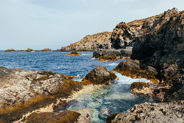 Beautiful view of the rocky seascape on the island.