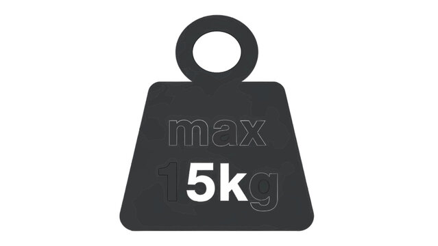 Vector illustration&nbsp;of black silhouette of a weight plate with text max 15kg on a transparent background