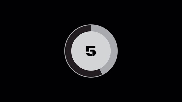 10 second countdown with two rotating circles on a black background with numbers changing from 10 to 0 4K Video.