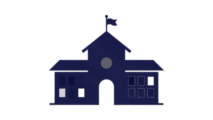 Naklejka premium Vector illustration&nbsp;of simple blue icon of a school building with a flag on top on a transparent background