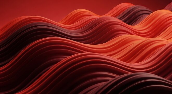 Stunning 3D abstract with vibrant red and orange waves, modern background for technology, design, or creative projects, dynamic flow and energetic feel - Powered by Adobe
