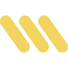 Abstract yellow rounded bars graphic design on a white transparent background with soft lighting