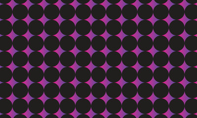 Repeated black circles over radiant pink and purple gradation create a cool pattern