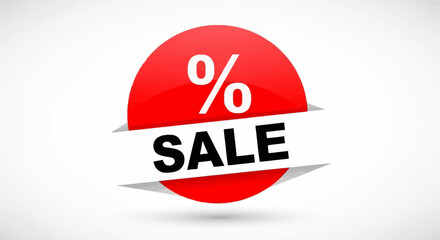 Sale Badge Modern Red Circle with Percentage and Sale Text