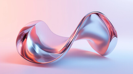 Abstract Twisted Chrome Ribbon with Gradient Background