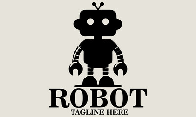 illustration cute robot with heart for valentines day. vector robot wih heart and vector logo robot with heart for valentines day