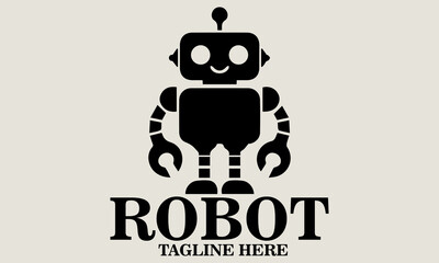 illustration cute robot with heart for valentines day. vector robot wih heart and vector logo robot with heart for valentines day