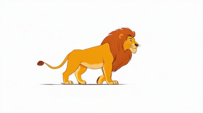Lion Walking Cycle 2D Animation in Cartoon Style