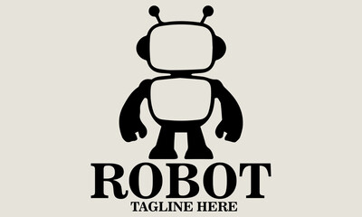 illustration cute robot with heart for valentines day. vector robot wih heart and vector logo robot with heart for valentines day