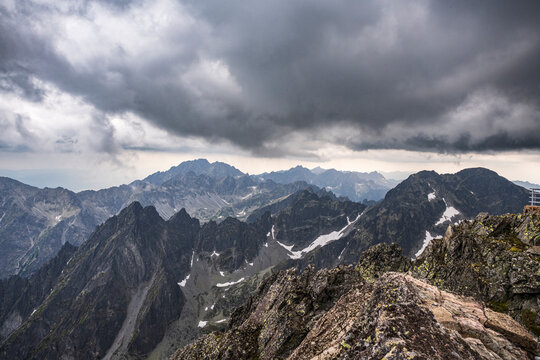 From Lomnick&yacute; &scaron;t&iacute;t, you can see other high peaks in the the High Tatras Mountains like Ladovy Peak, Gerlachovsky Peak, Vysoka, and Krivan.