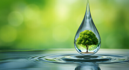 Water drop with tree inside symbolizing sustainability