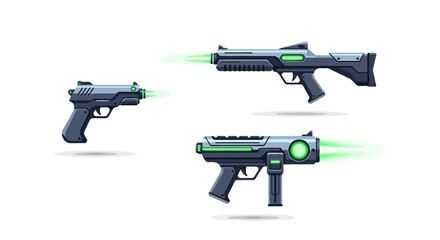 Futuristic Laser Guns Sci-Fi Weapons for Gaming & Design Projects