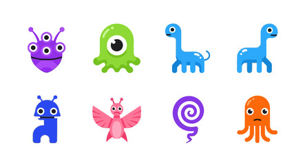 Cute Monster Vector Set Fun and Colorful Cartoon Creatures for Graphic Design Projects