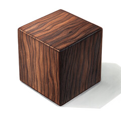 Luxurious dark wood cube with rich grain texture offers a sophisticated foundation for modern design projects and premium branding.