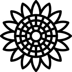 sunflower icon illustration design with outline