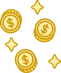 Shiny Gold Coins with Sparkles
