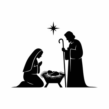 vector silhouette of the nativity scene