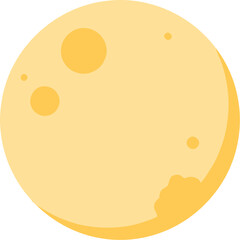 Fototapeta premium A simple, flat, yellow circle with darker yellow spots and a bite taken out of the bottom right.