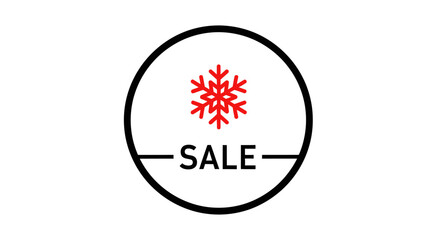 Winter Sale Sign: A circular sign featuring a red snowflake emblem and the word SALE offering a winter season shopping promotion or marketing campaign.