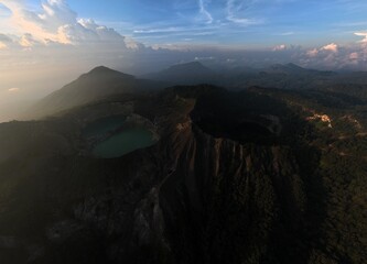 Drone View of Kelimutu Volcano with Stunning Crater Lakes, Flores Island
