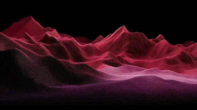 Abstract Digital Landscape with 3D Mesh and Gradient Colors