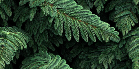 Vibrant seamless pattern of lush green fern leaves