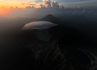 Drone View of Kelimutu Volcano with Stunning Crater Lakes, Flores Island