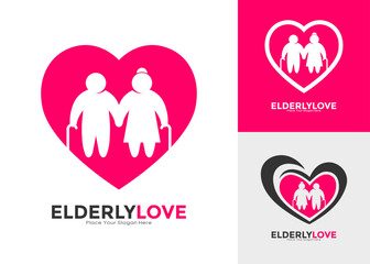Elderly love and care vector logo. perfect for foundations, community groups, and businesses focusing on aged care and social support.