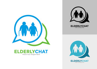Elderly chat vector logo. Abstract icon for online consultation, therapy, and mental health support services for the elderly. Great for digital platforms.