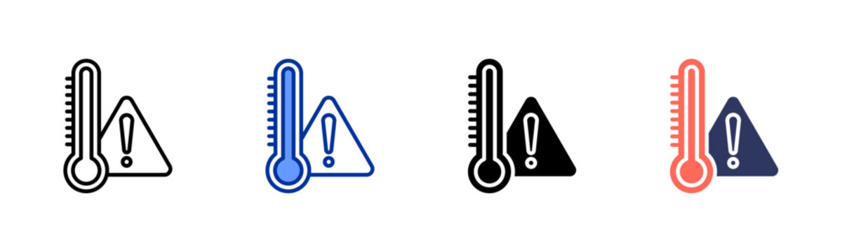 Overheating Alert icon sheet multiple style collection