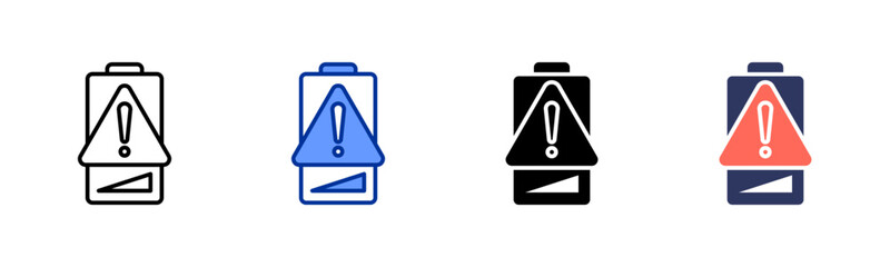 Obraz premium Battery Warning icon sheet multiple style collection