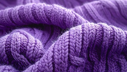 Close-up view of textured purple knit fabric folds