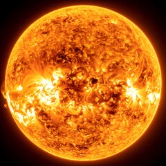 Close-up view of the luminous solar body, showcasing swirling patterns
