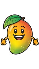 Happy mango cartoon character illustration full of vibrant colors and joy