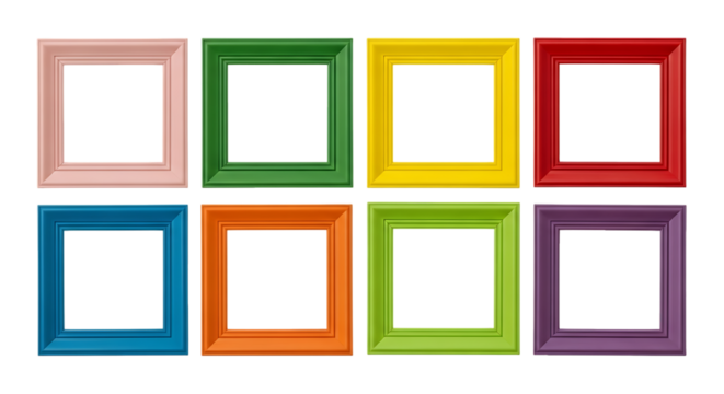 Colorful Square Frames Collection isolated on a transparent background