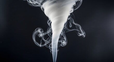 A swirling column of white smoke against a dark background creating abstract art form smoke effect