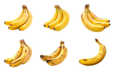 Collection of Banana clipping path isolate on transparency background