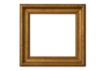Golden antique picture frame featuring an ornate, classic design, ready for inserting custom content with a transparent background