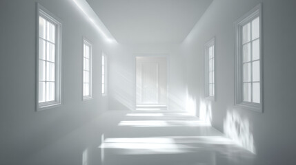 Fototapeta premium Soft Light Creating a Serene Atmosphere in a White Minimal Space