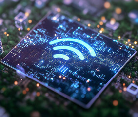 Background image shows a 5G global network technology communication antenna tower for wireless high speed internet. Future proof fastest internet technology is LTE aerial network connection  - ai