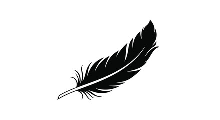 Obraz premium Delicate black feather floating gracefully against a clean white background.