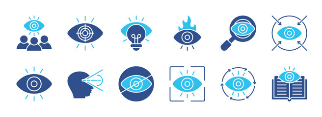 Vision color  editable icon set collection. Contain icons related to Vision, Eye, look, perspective, binocular, and more. Editable stroke. Vector illustration eps 10