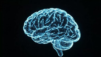 Animated brain scan visualization for medical research or neurological studies, showcasing intelligence, memory and mental health awareness campaigns