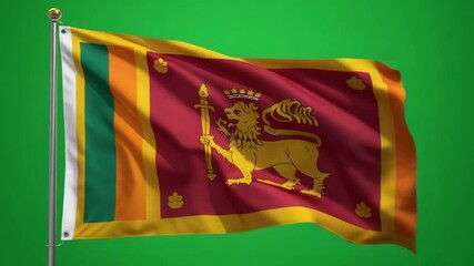 Sri Lanka Flag Waving on Green Screen for Independence Day Celebration
