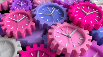 Colorful Clock Gears: Time Management & Productivity Concept