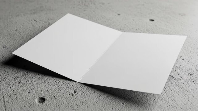 Open, blank card on a textured grey surface, with soft lighting